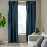 IKEA ROSENMANDEL (ИКЕА РОСЕНМАНДЕЛ) — Шторы, 1 пара, на ленте/зеленый, 135x300 см — фото 2