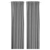 IKEA ROSENMANDEL (ИКЕА РОСЕНМАНДЕЛ) — Шторы блэкаут, пара, на ленте/серый, 135x300 см — фото 1