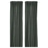 IKEA ROSENMANDEL (ИКЕА РОСЕНМАНДЕЛ) — Шторы блэкаут, пара, на ленте/темно-зеленый, 135x300 см — фото 1
