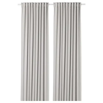 IKEA MAJGULL (ИКЕА МАЙГУЛЛ) — Шторы, 1 пара, на ленте/светло-серый, 145x300 см