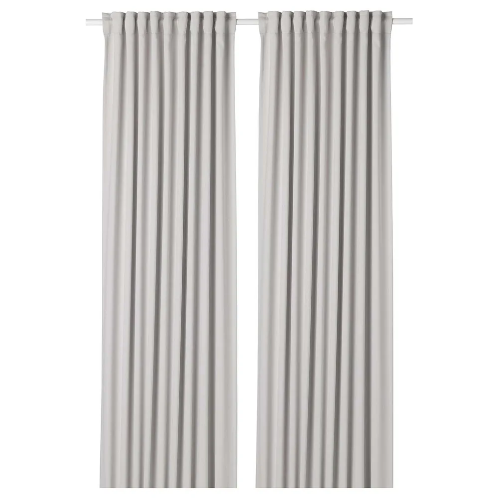 IKEA MAJGULL (ИКЕА МАЙГУЛЛ) — Шторы, 1 пара, на ленте/светло-серый, 145x250 см