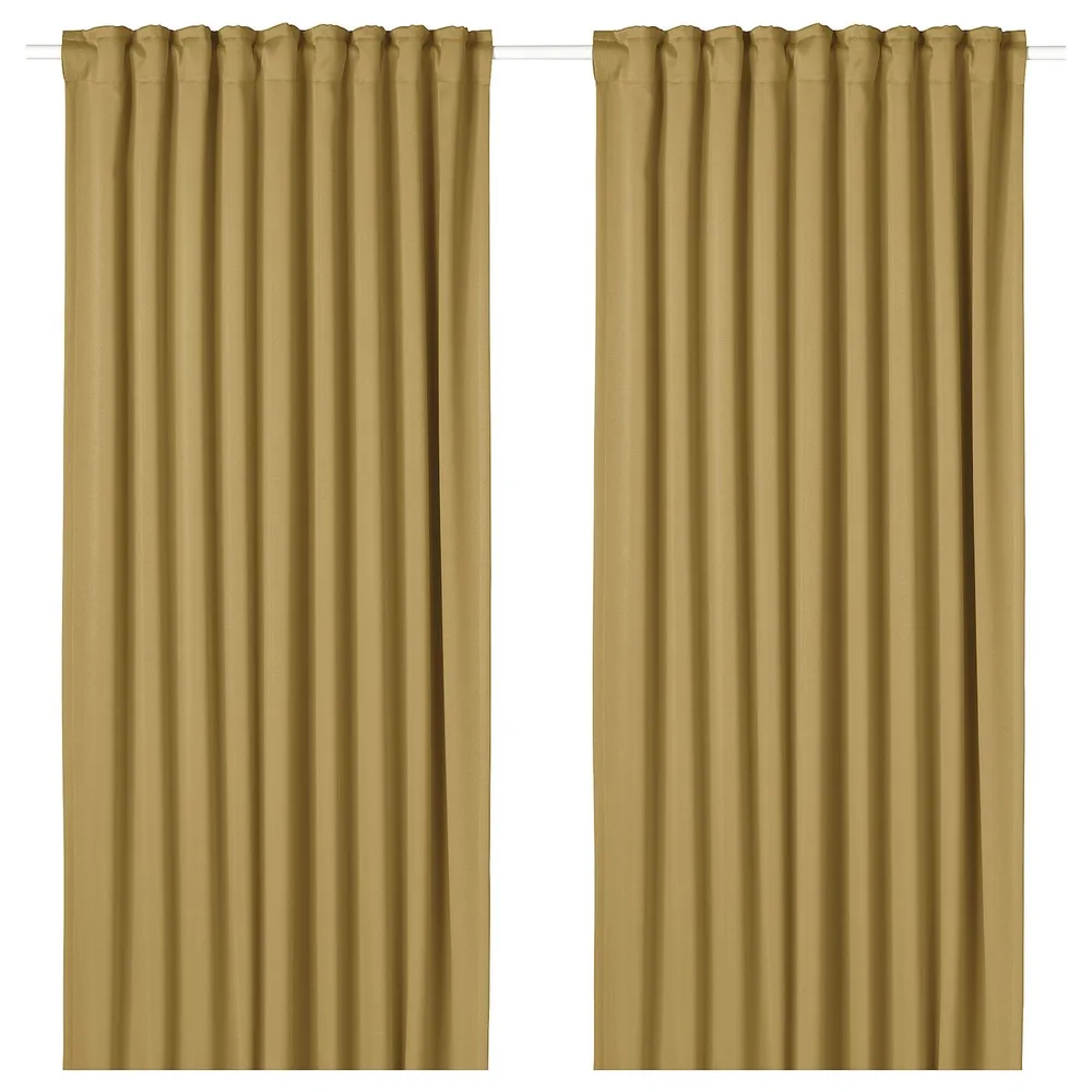 IKEA MAJGULL (ИКЕА МАЙГУЛЛ) — Шторы, 1 пара, на ленте/бежевый/желтый, 145x300 см