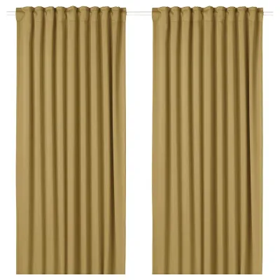 IKEA MAJGULL (ИКЕА МАЙГУЛЛ) — Шторы, 1 пара, на ленте/бежевый/желтый, 145x300 см