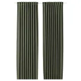 IKEA MAJGULL (ИКЕА МАЙГУЛЛ) — Шторы блэкаут, пара, на ленте/темно-зеленый, 145x300 см — фото 1
