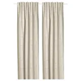 IKEA LÖNNSTÄVMAL (ИКЕА ЛОННСТЭВМАЛ) — Шторы блэкаут, пара, на ленте/бежевые, 145x300 см — фото 1