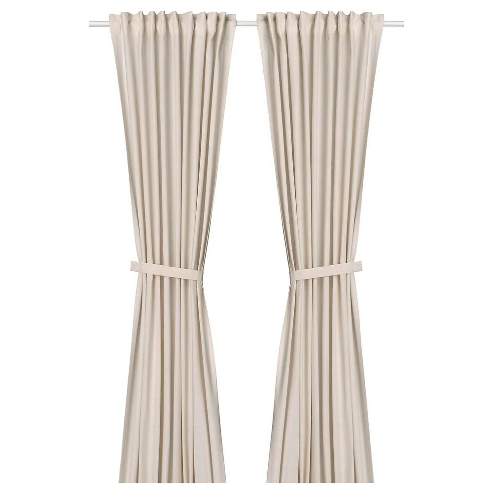 IKEA LENDA (ИКЕА ЛЕНДА) — Штора с креплением, 2 шт, на ленте/кремовая, 140x300 см