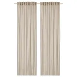 IKEA HÄLLEBRÄCKA (ИКЕА ХЭЛЛЕБРЭКА) — Шторы, 2 шт, на ленте/светло-бежевый, 145x300 см — фото 1