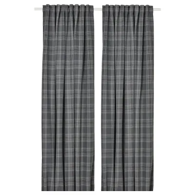 IKEA HÄGGVECKMAL (ИКЕА ХЭГГВЕКМАЛ) — Шторы, 1 пара, на ленте/темно-серый, 145x300 см