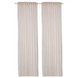 IKEA BYMOTT (ИКЕА БЙМОТТ) — Штора, 2 шт, на ленте/белая/бежевая в полоску, 120x300 см — фото 1