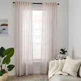 IKEA BYMOTT (ИКЕА БЙМОТТ) — Штора, 2 шт, на ленте/белая/бежевая в полоску, 120x300 см — фото 2