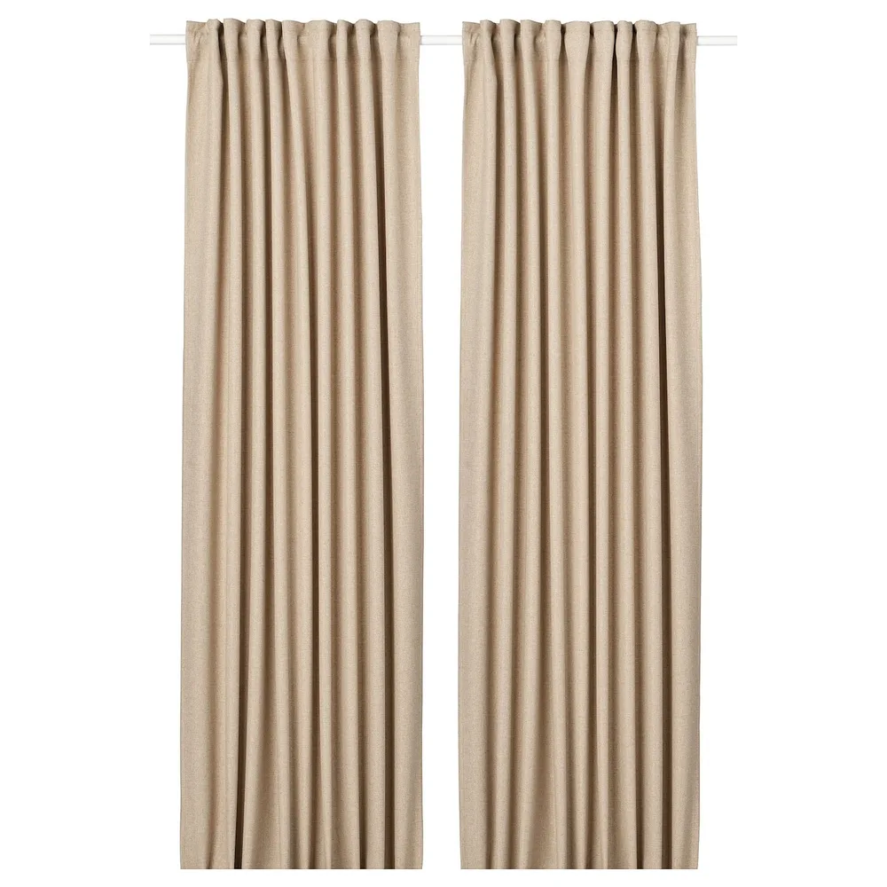 IKEA ANNAKAJSA (ИКЕА АННАКАЙСА) — Шторы, 1 пара, на ленте/бежевые, 145x300 см