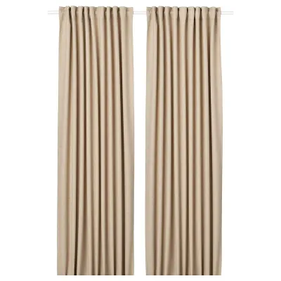 IKEA ANNAKAJSA (ИКЕА АННАКАЙСА) — Шторы, 1 пара, на ленте/бежевые, 145x300 см