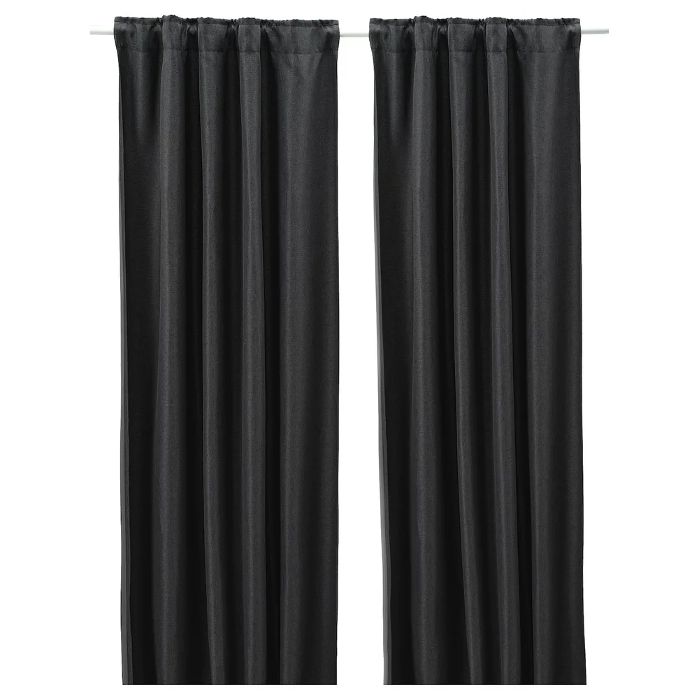 IKEA ANNAKAJSA (ИКЕА АННАКАЙСА) — Шторы, 1 пара, на ленте/антрацит, 145x300 см