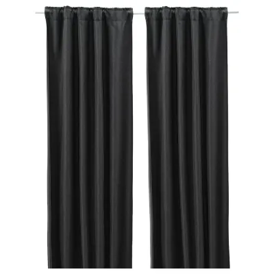 IKEA ANNAKAJSA (ИКЕА АННАКАЙСА) — Шторы, 1 пара, на ленте/антрацит, 145x300 см