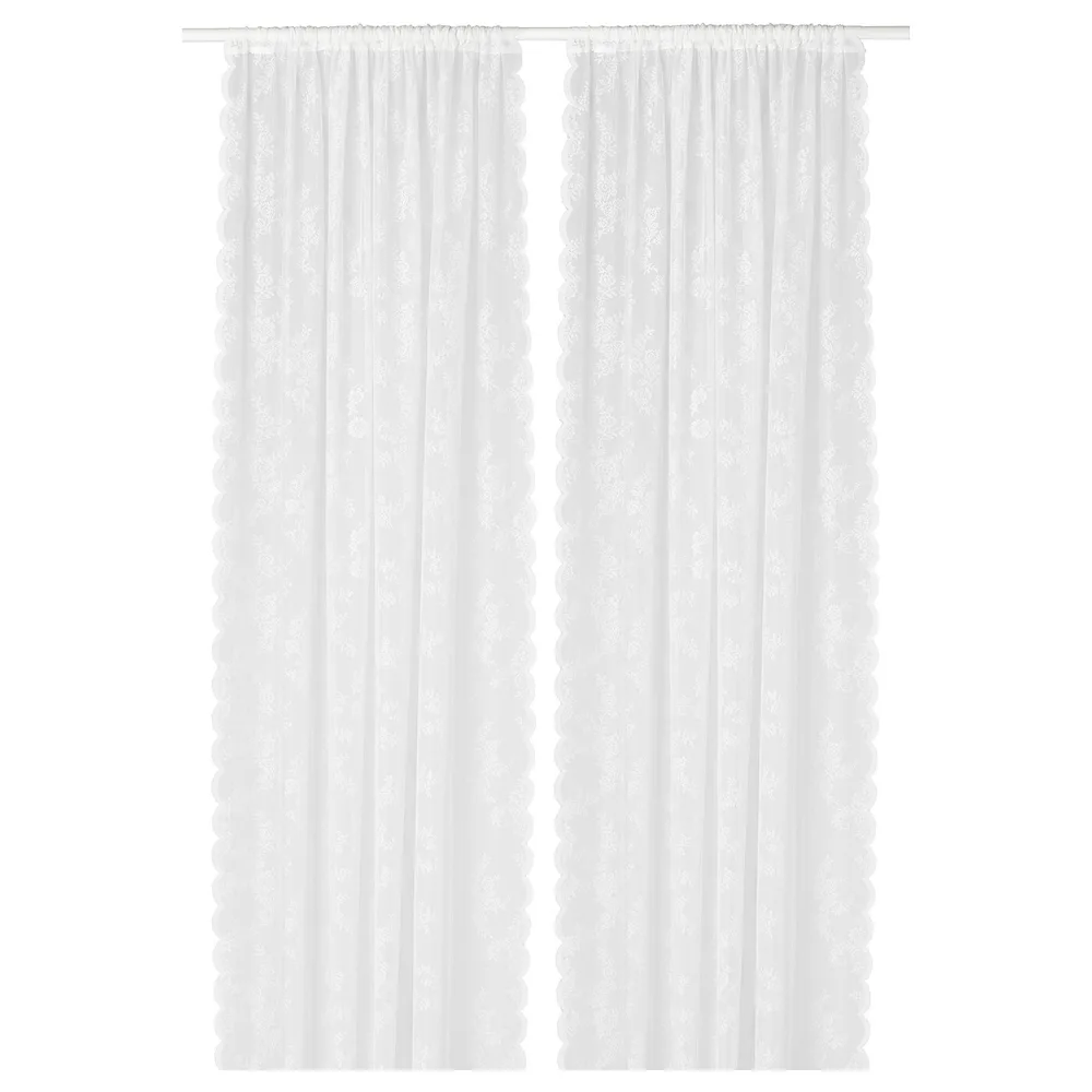 IKEA ALVINE (ИКЕА АЛВИНЕ) — SPETS Шторы, 1 пара, на туннеле/кремовые, 145x300 см