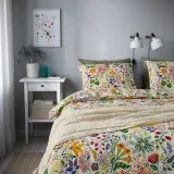 IKEA STRANDLUMMER (ИКЕА СТРАНДЛУММЕР) — Пододеяльник и наволочка, многоцветный/цветочный рисунок, 150x200/50x60 см — фото 3