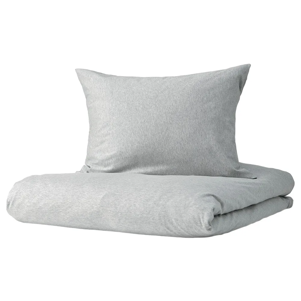 IKEA SPJUTVIAL (ИКЕА СПЙУТВИАЛ) — Пододеяльник и наволочка, светло-серый/меланж, 150x200/50x60 см