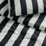 IKEA SLÅNHÖSTMAL (ИКЕА СЛОНХОСТМАЛ) — Пододеяльник и наволочка, черный/белый/полосатый, 150x200/50x60 см — фото 2