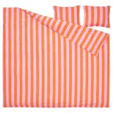 IKEA SLÅNHÖSTMAL (ИКЕА СЛОНХОСТМАЛ) — Пододеяльник и 2 наволочки, оранжевый/розовый/полосатый, 200x200/50x60 см — фото 5