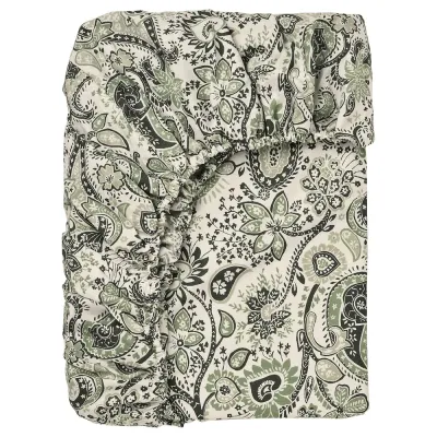 IKEA RODGERSIA (ИКЕА РОДГЕРСИА) — Простыня на резинке, зеленая/белая, 160x200 см