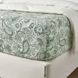 IKEA RODGERSIA (ИКЕА РОДГЕРСИА) — Простыня на резинке, зеленая/белая, 90x200 см — фото 5
