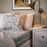 IKEA RODGERSIA (ИКЕА РОДГЕРСИА) — Простыня на резинке, серая/белая, 160x200 см — фото 3
