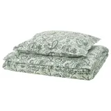 IKEA RODGERSIA (ИКЕА РОДГЕРСИА) — Пододеяльник и наволочка, зеленый/белый, 150x200/50x60 см — фото 1