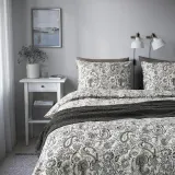 IKEA RODGERSIA (ИКЕА РОДГЕРСИА) — Пододеяльник и наволочка, серый/белый, 150x200/50x60 см — фото 3