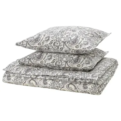 IKEA RODGERSIA (ИКЕА РОДГЕРСИА) — Пододеяльник и 2 наволочки, серый/белый, 200x200/50x60 см