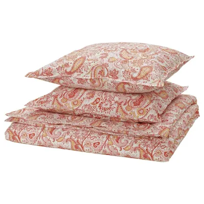 IKEA RODGERSIA (ИКЕА РОДГЕРСИА) — Пододеяльник и 2 наволочки, розовый/белый, 200x200/50x60 см