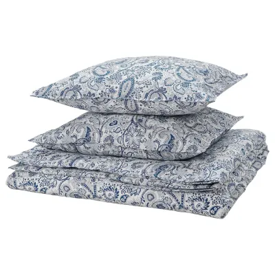 IKEA RODGERSIA (ИКЕА РОДГЕРСИА) — Пододеяльник и 2 наволочки, синий/белый, 200x200/50x60 см