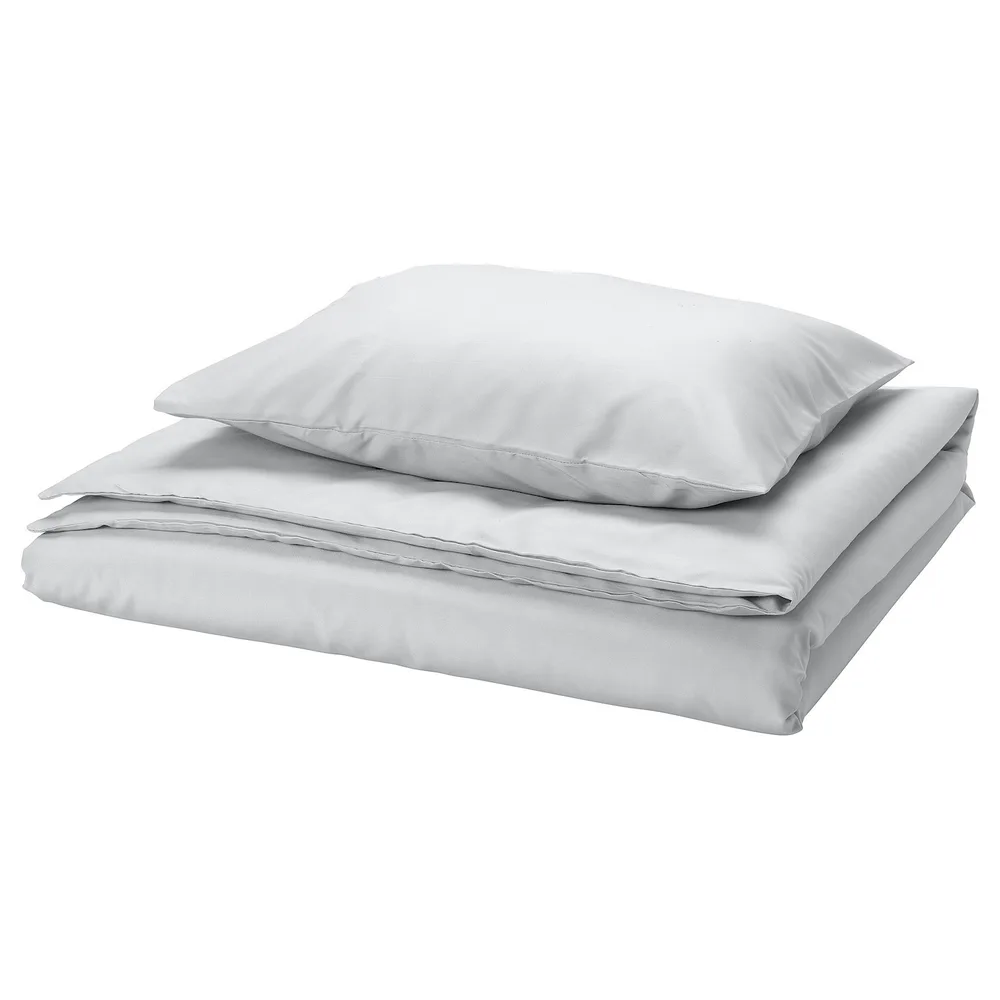 IKEA PILTANDVINGE (ИКЕА ПИЛТАНДВИНГЕ) — Пододеяльник и наволочка, серый, 150x200/50x60 см