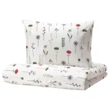IKEA NATTSLÄNDA (ИКЕА НАТТСЛЭНДА) — Пододеяльник и наволочка, многоцветный цветочный рисунок, 150x200/50x60 см — фото 1