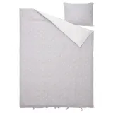 IKEA NATTSLÄNDA (ИКЕА НАТТСЛЭНДА) — Пододеяльник и наволочка, цветочный узор, серый/белый, 150x200/50x60 см — фото 2