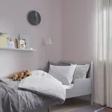 IKEA NATTSLÄNDA (ИКЕА НАТТСЛЭНДА) — Пододеяльник и наволочка, цветочный узор, серый/белый, 150x200/50x60 см — фото 4