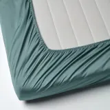 IKEA NATTJASMIN (ИКЕА НАТТЙАСМИН) — Простыня на резинке, сине-зеленая, 140x200 см — фото 3