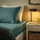 IKEA NATTJASMIN (ИКЕА НАТТЙАСМИН) — Простыня на резинке, сине-зеленая, 90x200 см — фото 6