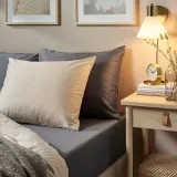 IKEA NATTJASMIN (ИКЕА НАТТЙАСМИН) — Простыня на резинке, темно-серая, 160x200 см — фото 3