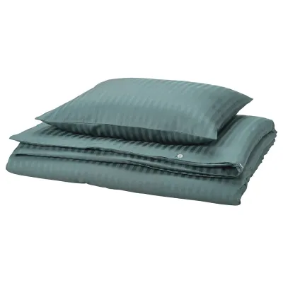 IKEA NATTJASMIN (ИКЕА НАТТЙАСМИН) — Пододеяльник и наволочка, сине-зеленый, 150x200/50x60 см