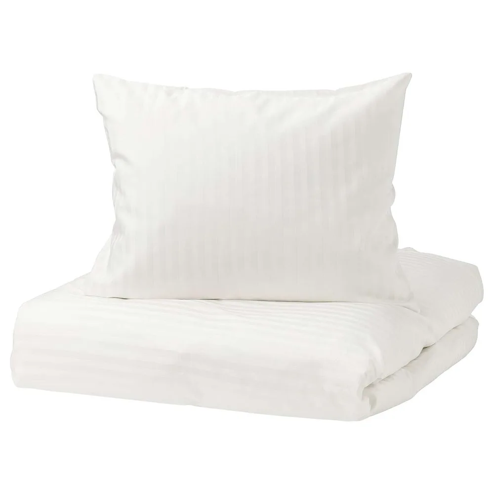 IKEA NATTJASMIN (ИКЕА НАТТЙАСМИН) — Пододеяльник и наволочка, белый, 150x200/50x60 см