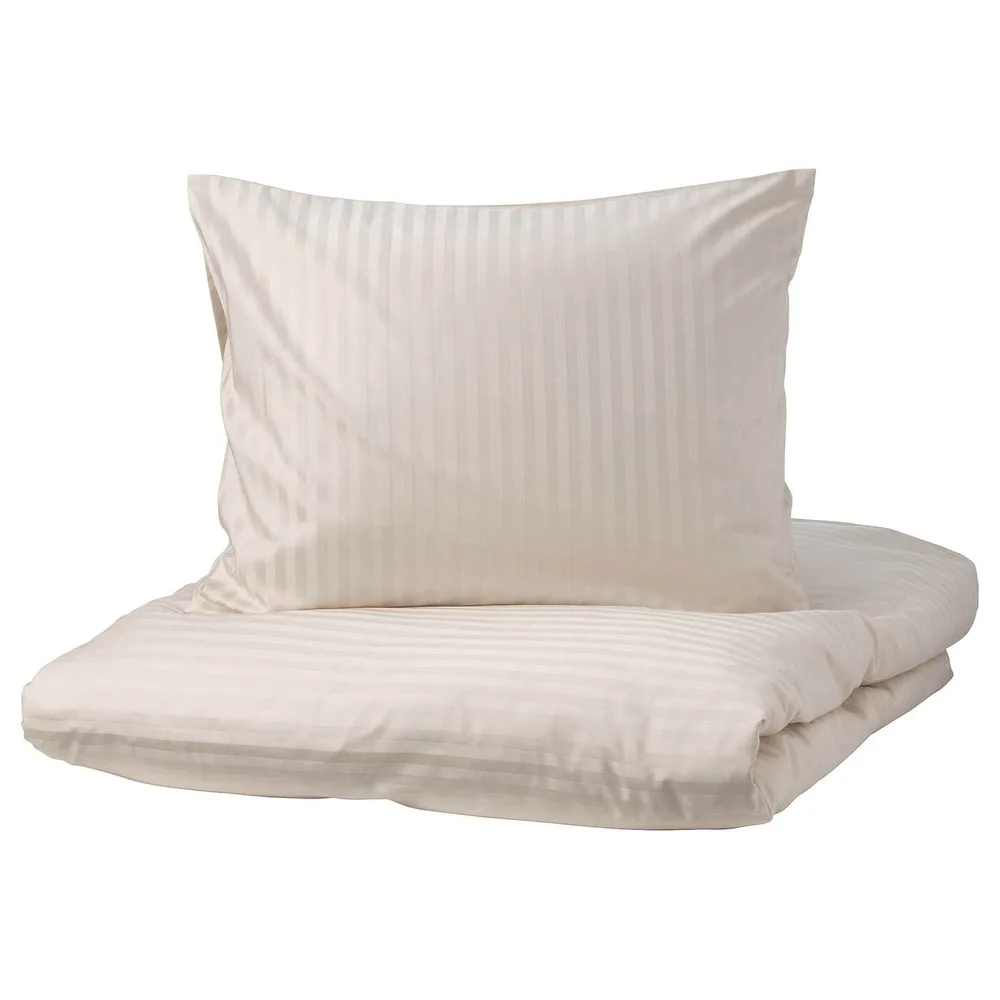 IKEA NATTJASMIN (ИКЕА НАТТЙАСМИН) — Пододеяльник и 2 наволочки, светло-бежевый, 200x200/50x60 см