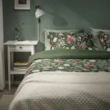IKEA NÄSSELKLOCKA (ИКЕА НЭССЕЛКЛОКА) — Пододеяльник и наволочка, темно-серо-зеленый/многоцветный, 150x200/50x60 см — фото 2