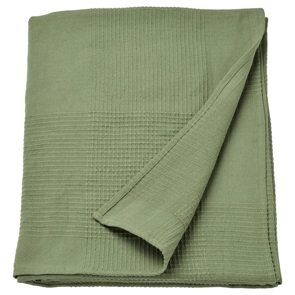 IKEA INDIRA (ИКЕА ИНДИРА) — Покрывало, серо-зеленое, 230x250 см