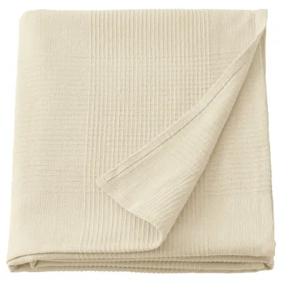IKEA INDIRA (ИКЕА ИНДИРА) — Покрывало, натуральный/отбеленный хлопок, 230x250 см