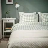 IKEA EKTANDVINGE (ИКЕА ЕКТАНДВИНГЕ) — Пододеяльник и наволочка, бледно-серо-зелено-белый/чешуйчатый, 150x200/50x60 см — фото 2