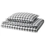 IKEA EKTANDVINGE (ИКЕА ЕКТАНДВИНГЕ) — Пододеяльник и наволочка, антрацитово-белый/чешуйчатый, 150x200/50x60 см — фото 1