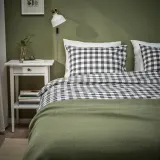 IKEA EKTANDVINGE (ИКЕА ЕКТАНДВИНГЕ) — Пододеяльник и наволочка, антрацитово-белый/чешуйчатый, 150x200/50x60 см — фото 2