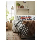 IKEA EKTANDVINGE (ИКЕА ЕКТАНДВИНГЕ) — Пододеяльник и наволочка, антрацитово-белый/чешуйчатый, 150x200/50x60 см — фото 6