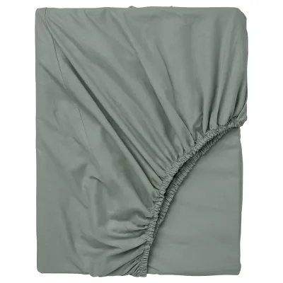 IKEA DVALA (ИКЕА ДВАЛА) — Простыня на резинке, серо-зеленая, 90x200 см