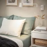 IKEA DVALA (ИКЕА ДВАЛА) — Простыня на резинке, серо-зеленая, 140x200 см — фото 2